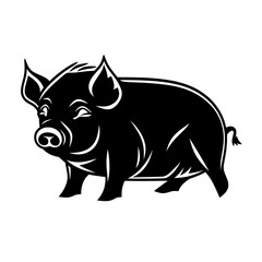 Fototapeta premium Pig, icon, isolated on a white background, simple black and white sketch, minimalism, no people, close-up, concept