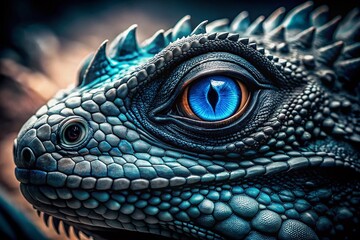 Fototapeta premium Majestic Black Dragon Eye Macro - Fantasy Creature Closeup