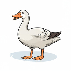 Obraz premium Goose, a color sketch of a funny goose icon, an image highlighted on a white background, no people 