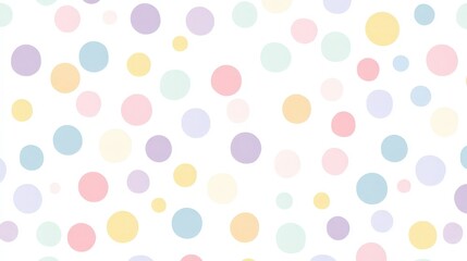 A seamless polka dot pattern with pastel dots on a white background, ideal for stationery