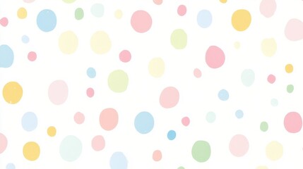 A seamless polka dot pattern with pastel dots on a white background, ideal for stationery