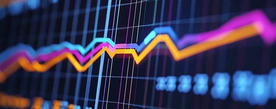 Animated line graphs displaying market growth in every color