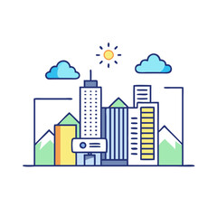 Obraz premium cityscape photo vector icon, cityscape photo vector illustration - simple illustration of cityscape photo, perfect for logos cityscape photo 