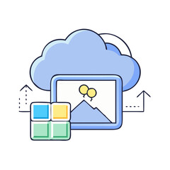 cloud storage for photos vector icon, cloud storage for photos vector illustration - simple illustration of cloud storage for photos, perfect for logos cloud storage for photos 