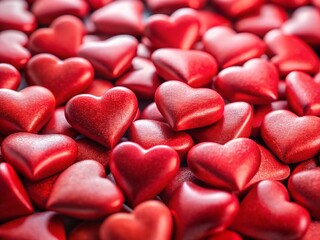 Obraz premium Close-up of Many Small Red Hearts Arranged in a Landscape