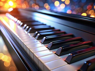 Close-up of Piano Keys: Three Black Keys, High Depth of Field