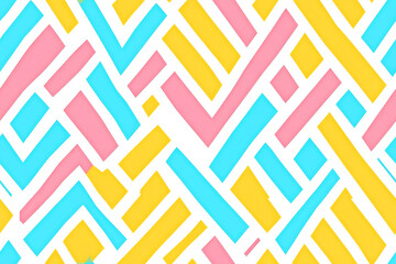 Cotton fabric Seamless abstract pattern with bright yellow, pink, and blue geometric shapes
