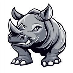 Fototapeta premium Angry rhino mascot illustration, white background, logo design