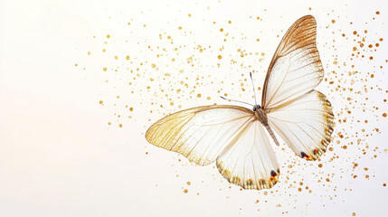 Fototapeta premium Elegant butterfly with gold accents and sparkling artistic splashes