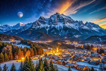 Majestic Nightfall: Bavarian Alps Mountainscape, Garmisch-Partenkirchen