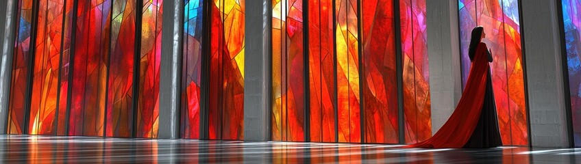 Young Nun Praying in Serene Hospital Chapel with Ethereal Light, Angels, and Spiritual Mystical Atmosphere