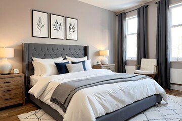 Stylish interior of comfortable bedroom