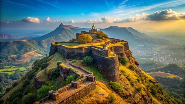 Majestic Pratapgad Fort, Maharashtra, India: Minimalist Landscape Photography