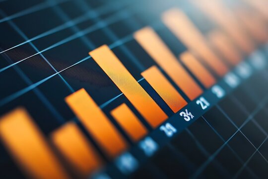 Bar graph showing sharp rise in stock market prices.