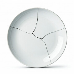 broken and cracked white plate