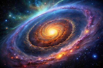 Majestic Spiral Galaxy Night Photography - Cosmic Nebula Starfield