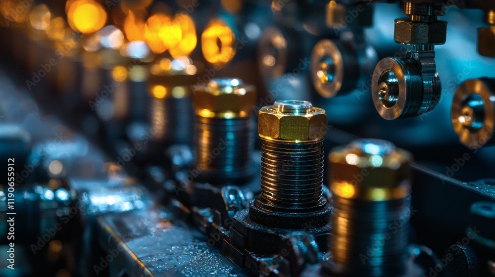 Poster Automotive components in a training center where students learn about their functionality and maintenance Stock Photo with side copy space