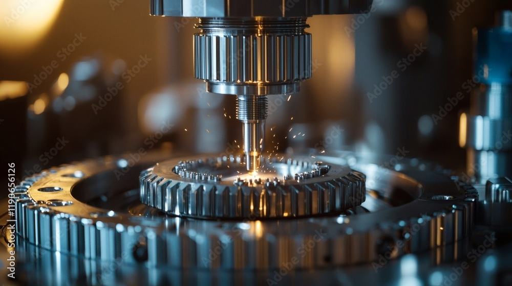 Poster Automotive components during the quality testing process in a professional lab with specialized equipment Stock Photo with side copy space