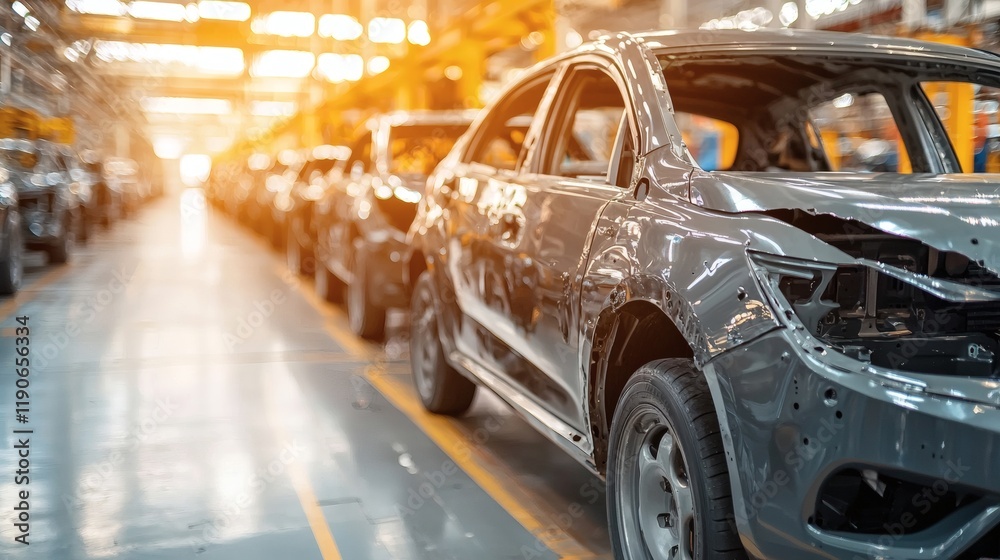 Poster Automotive components covered in protective coatings being showcased for durability and performance in harsh environments Stock Photo with side copy space