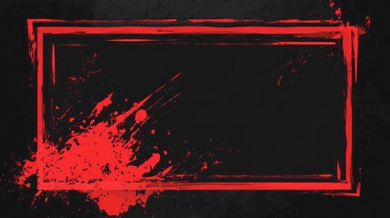 Red grunge frame, dark background, splatters, design element