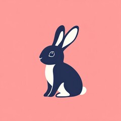 Sitting bunny, pink background, illustration, Easter card