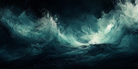 Vibrant green and blue grainy texture on a dark background.