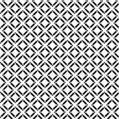 Black and white vector geometric seamless pattern with rhombuses, diamonds, squares, floral shapes, tiles