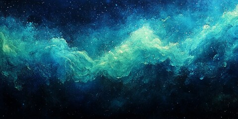 Fototapeta premium Vibrant green and blue grainy texture on a dark background.