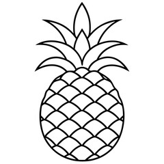 Obraz premium Sleek Pineapple Vector in Line Art Style