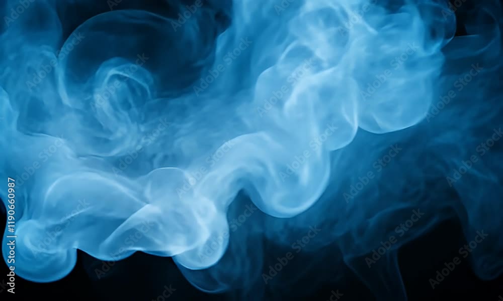 Wall mural a mesmerizing swirl of blue smoke on a dark background, creating an ethereal and dynamic visual effe