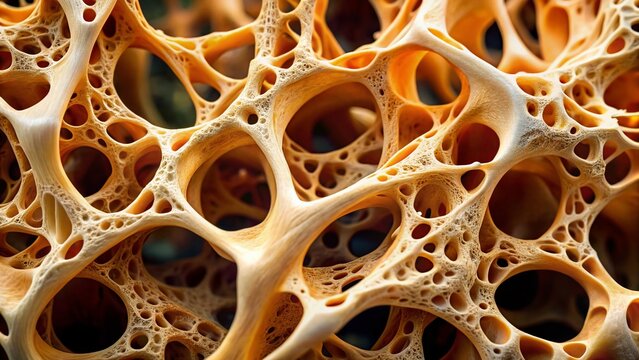 Microscopic View of Fragile Bone Tissue Affected by Osteoporosis