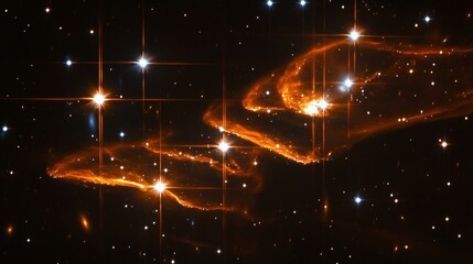 Obraz premium Stunning Cosmic Nebula, Orange and Black Space Scene with Bright Stars