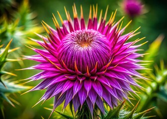 Obraz premium Milk Thistle Flower Head Close-up Architectural Photography - Botanical Detail