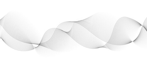 White wave curve lines banner background design. Abstract soft wave lines dynamic flowing gray light isolated background. Vector Illustration of the gray pattern of lines. Black stripes on white .