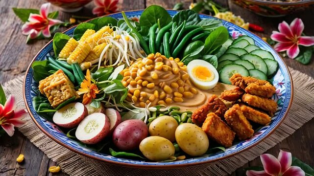 Gado salad in a plate, traditional food of Indonesia

