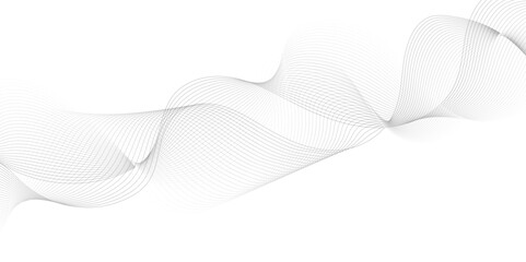 White wave curve lines banner background design. Abstract soft wave lines dynamic flowing gray light isolated background. Vector Illustration of the gray pattern of lines. Black stripes on white .