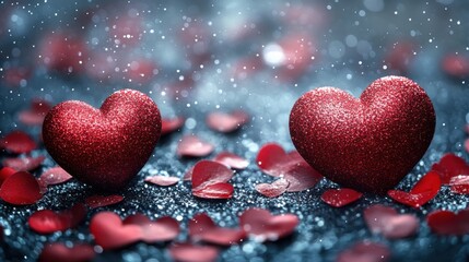Obraz premium Valentines day background. Red heart, romantic gift on love white background. Valentine heart decoration for flat lay banner with copy space