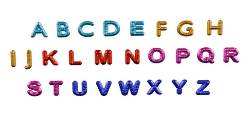 colorful alphabet balloons isolated on white