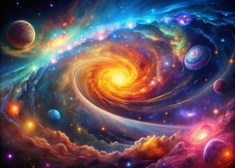 Cosmic Nebula Swirl: Abstract Space Background with Vibrant Colors