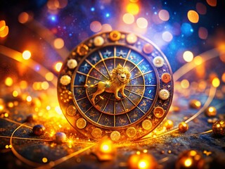 Obraz premium Miniature Leo Zodiac Astrology Calendar: Esoteric Horoscope Fortune Telling