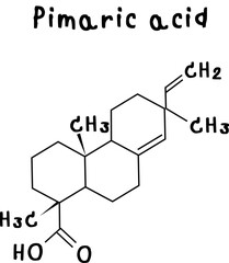 Pimaric acid,chemical structure of Pimaric acid illustration on transparency background
