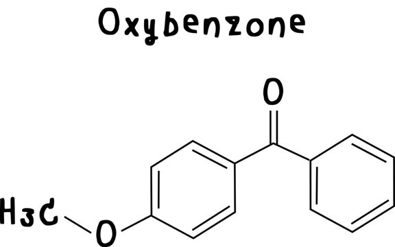 Oxybenzone,chemical structure of Oxybenzone illustration on transparency background