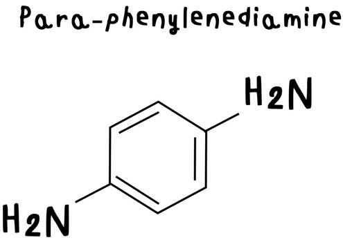 Para-phenylenediamine,chemical structure of Para-phenylenediamine illustration on transparency background