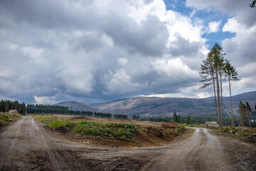 Aussicht auf Berge und Wolken im Sommer
