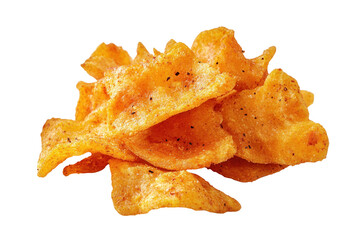 Naklejka premium Spicy potato chips, studio shot, white background, food photography