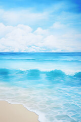 Watercolor blue sky and sea