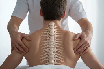 Chiropractor performing spinal alignment techniques for patient wellness and body balance in a serene setting
