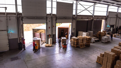 Aerial view of the interior of a distribution warehouse