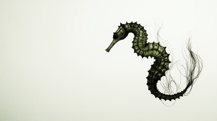 Seahorse illustration, aquatic animal, ocean life, marine wildlife, underwater world, stylized seahorse design.