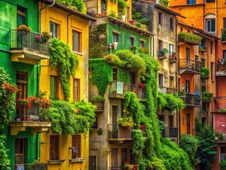 Naklejka premium Minimalist Earth Day Green Canvas: Urban Exploration Photography